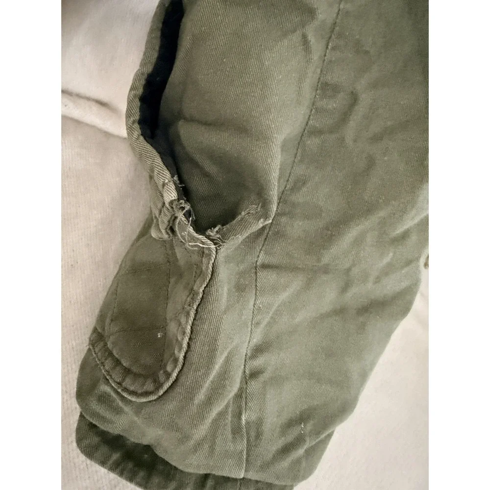 Urban Republic Jacket Girls L 14 Olive Green Anorak Parka Leopard Faux Fur Liner